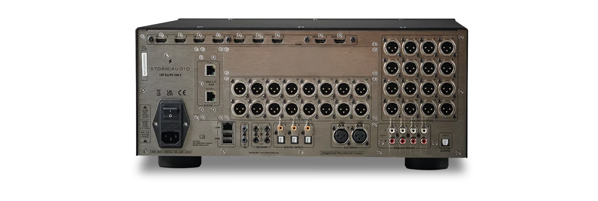 StormAudio Elite rear panel XLR outputs